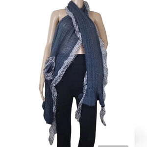 Eyeful Denim Blue Cheetah Knit Scarf